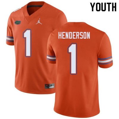 Youth Florida Gators #1 CJ Henderson NCAA Jordan Brand Orange Authentic Stitched College Football Jersey RKH5162CX